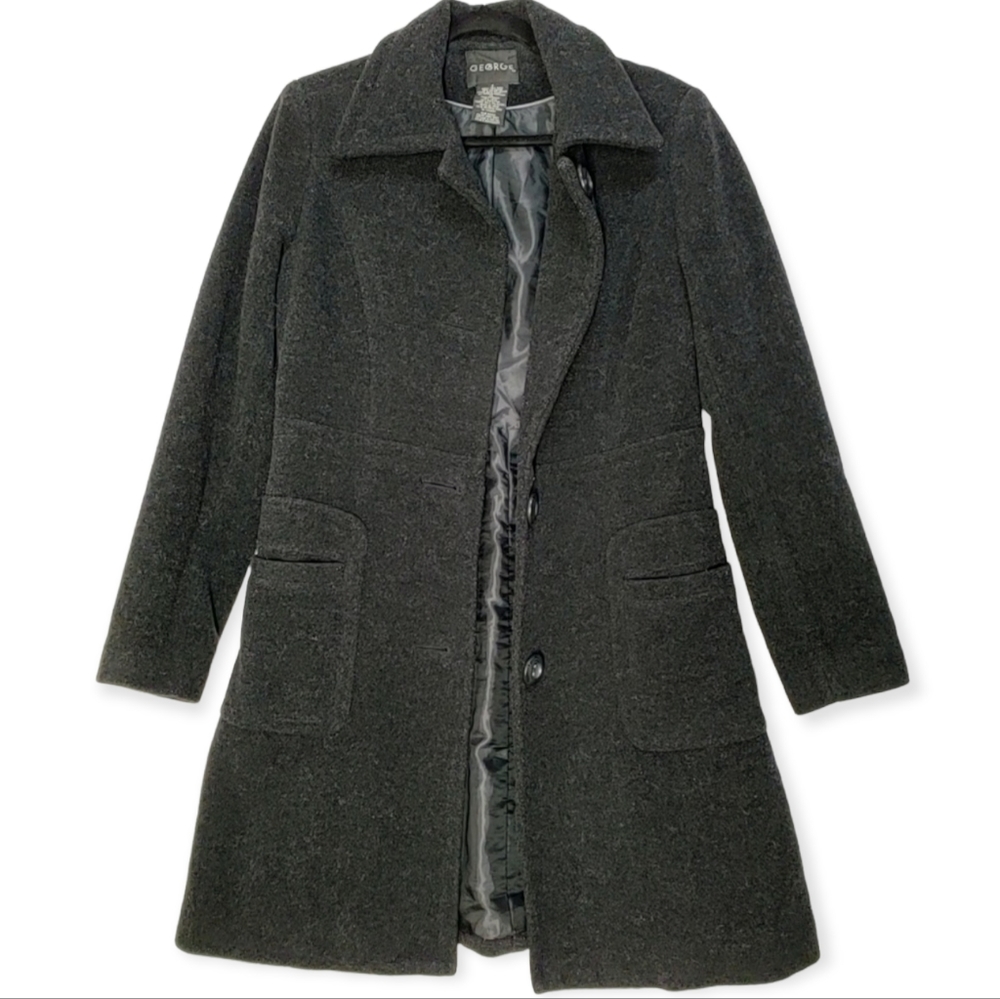 Black wool trench coat